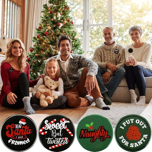 Inbagi 96 Pcs Christmas Button Pins Funny Mini Xmas Pins Bulk Novelty Sayings Brooch Set Christmas Party Accessories for Team Gift Goodie Bags Decorations Favors in Saudi Arabia