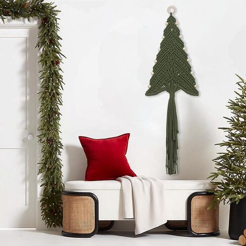 LB Sage Green Macrame Wall Hanging Boho White Woven Leaf Wall Hanging Tapestry Handcrafted Woven Leaves Wall Decor for Home Bedroom Living Room Dorm Apartment Nursery 15.74''W x 31.49''L in Kuwait