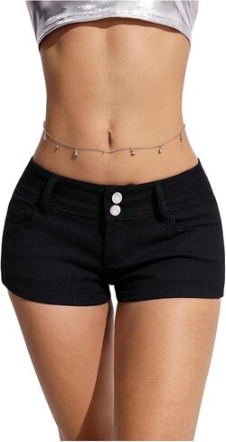 WDIRARA Women's Low Rise Denim Shorts Y2k Stretch Mini Jean Shorts Streetwear in Saudi Arabia