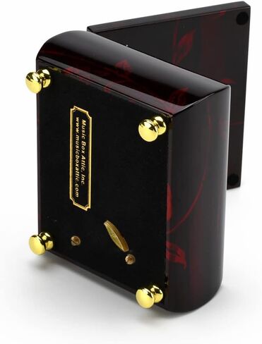 MusicBoxAttic - Burgundy Beveled Top Wooden Music Jewelry Box Musical Jewelry Box with Artistic Floral Motif - 18-Note Mechanical Movement - 5" L x 4.5" W x 2.5" H (Somewhere Over The Rainbow) in Kuwait