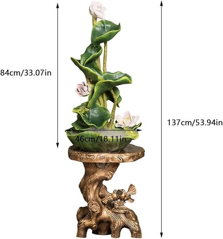Decor Lotus Flowing Water Fountain, Floor Standing Ornaments, Floor Circulating Water Fountain, for Office and Home Décor for Entryway in Saudi Arabia