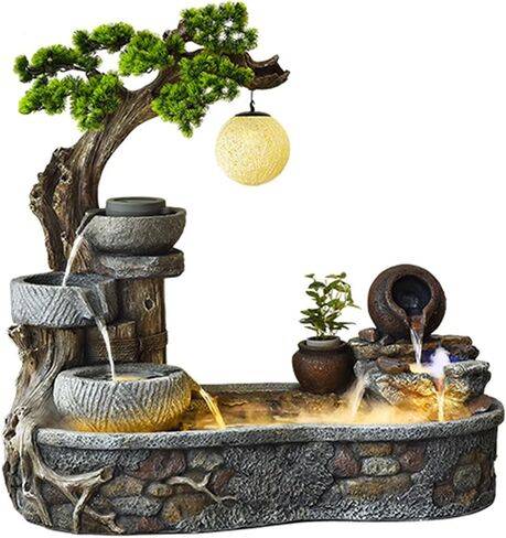 Decor Water Fountain- Indoor Outdoor Floor Standing Fountain Waterfall, Outdoor Fountains Garden for Garden Patio Backyard Porch Home Art Decor for Entryway(102 * 55 * 108CM) in Saudi Arabia