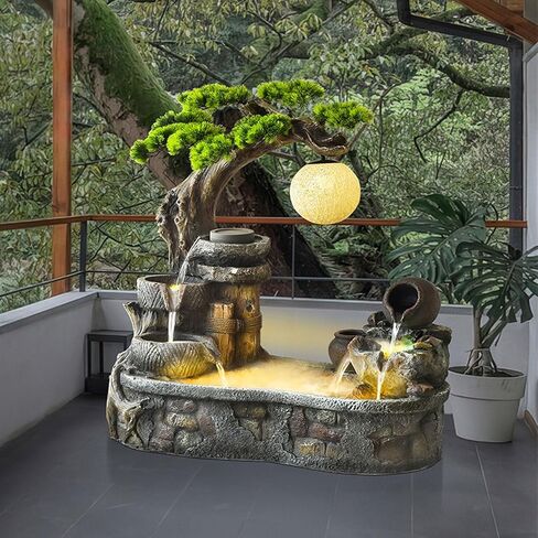 Decor Water Fountain- Indoor Outdoor Floor Standing Fountain Waterfall, Outdoor Fountains Garden for Garden Patio Backyard Porch Home Art Decor for Entryway(102 * 55 * 108CM) in Saudi Arabia