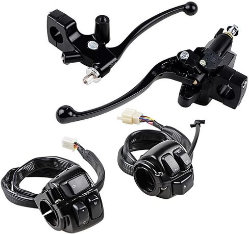 Astra Depot Handlebar Switch W/Harness + Brake Brake Clutch Ravers متوافق مع Harley 1996–2012 Dyna Softail Sportster V-Rod-1 "مقود ، أسود ، كل شيء في واحد in Saudi Arabia
