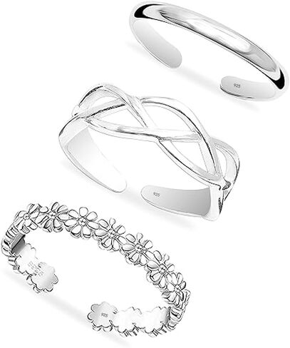 Charmsy 925 Sterling Silver Antique Oxidized Leaf Design Open Adjustable Band Toe Ring for Women in Kuwait