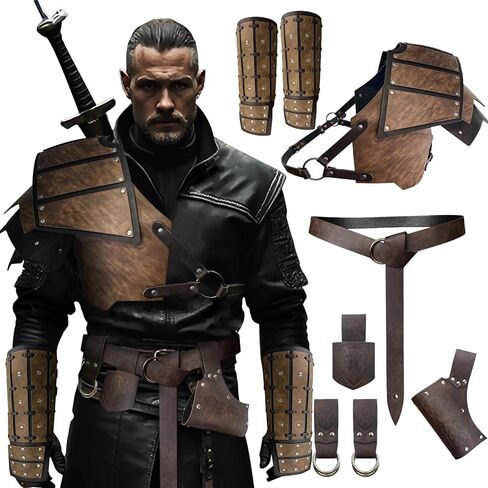 الرجال النهضة في العصور الوسطى فايكنغ cosplay 8 أجهزة كمبيوتر إكسسوارات الجلود الكتف ، مجموعة درع نايت مع الكتف in Kuwait