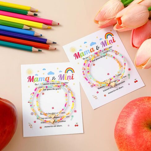 2 Pcs Mama and Mini Matching Outfits Bracelets Back to School bracelets Matching Heart Jewelry Gifts Wish First Day of School Gifts for Mother Daughter mommy and me in Kuwait