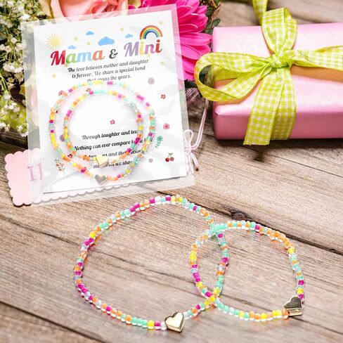 2 Pcs Mama and Mini Matching Outfits Bracelets Back to School bracelets Matching Heart Jewelry Gifts Wish First Day of School Gifts for Mother Daughter mommy and me in Kuwait