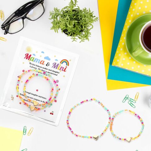 2 Pcs Mama and Mini Matching Outfits Bracelets Back to School bracelets Matching Heart Jewelry Gifts Wish First Day of School Gifts for Mother Daughter mommy and me in Kuwait