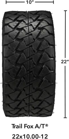 RM Cart - 12" Azusa Black/Machined on 22x10-12 Trail Fox A/T Tires (Set of 4), Fits Club Car & EZGo carts, Golf Cart Tires and Wheels Combo, Can be Used on Lawn Mowers and ATV's in Saudi Arabia