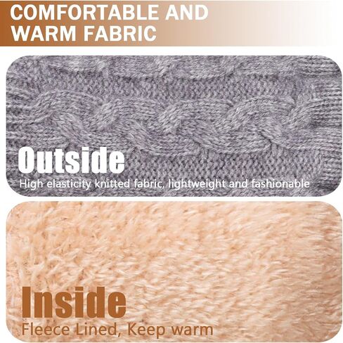 Winter Warm Fleece Lined Gloves for Women, Thermal Wool Cable Knit Gloves for Cold Weather, Touchscreen Fingers Folding Cuffs in Kuwait