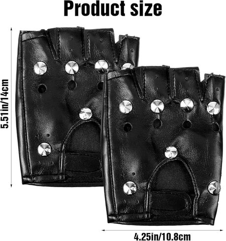 2 Pairs Steampunk Gloves, Biker Glove Biker Gloves for Women Black Leather Gothic Fingerless Rivet Motorcycle Accessories Rocker Costume for Men Guitar Retro Punk Style Fashion Women in Kuwait