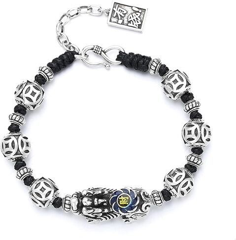 Pi Xiu Bracelet, Feng Shui Bracelet, Hand Carved Adjustable Vintage 990 Sterling Silver Punk Cool Animal Luck Bracelets for Wealth Peace and Protection, Lucky Fengshui Bracelets in Saudi Arabia