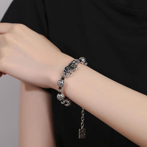 Pi Xiu Bracelet, Feng Shui Bracelet, Hand Carved Adjustable Vintage 990 Sterling Silver Punk Cool Animal Luck Bracelets for Wealth Peace and Protection, Lucky Fengshui Bracelets in Saudi Arabia