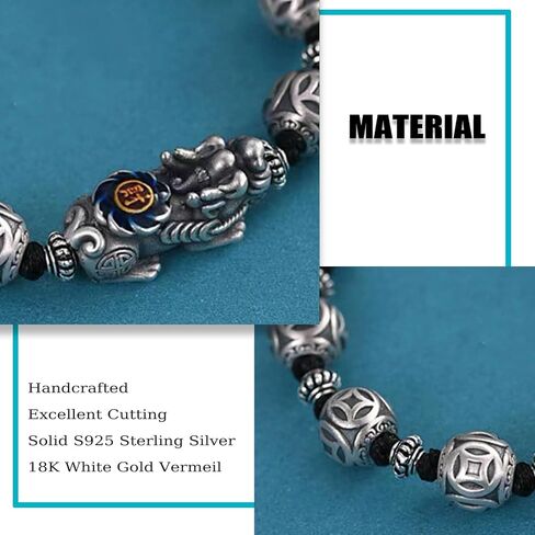 Pi Xiu Bracelet, Feng Shui Bracelet, Hand Carved Adjustable Vintage 990 Sterling Silver Punk Cool Animal Luck Bracelets for Wealth Peace and Protection, Lucky Fengshui Bracelets in Saudi Arabia