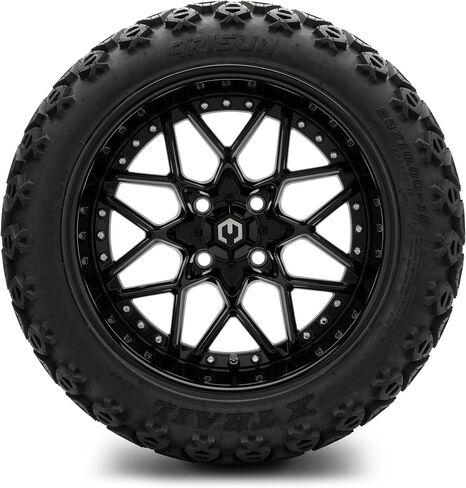 MODZ® Formula Chrome 15" Golf Cart Wheels and Arisun X-Trail (23x10-15) DOT All-Terrain Golf Cart Tires Combo - Set of 4 in Saudi Arabia