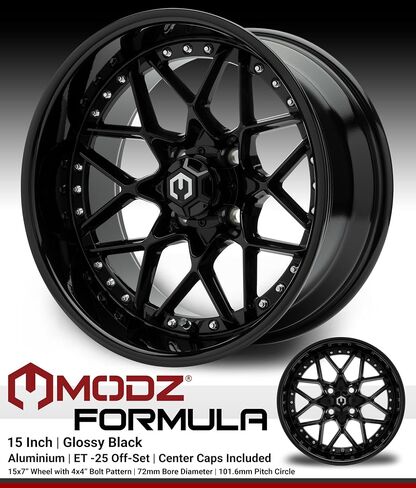 MODZ® Formula Chrome 15" Golf Cart Wheels and Arisun X-Trail (23x10-15) DOT All-Terrain Golf Cart Tires Combo - Set of 4 in Saudi Arabia