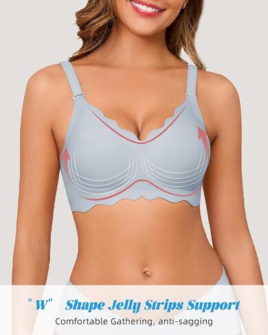 Seamless Bras for Women No Underwire Push Up Bra Full Coverage V-Neck Wirefree Bralettes Soft T-Shirt Everyday Bra in Saudi Arabia