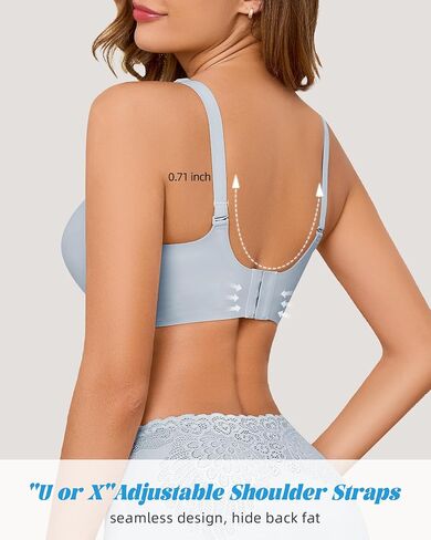 Seamless Bras for Women No Underwire Push Up Bra Full Coverage V-Neck Wirefree Bralettes Soft T-Shirt Everyday Bra in Saudi Arabia