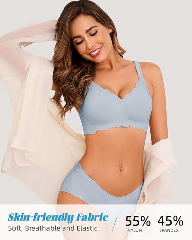 Seamless Bras for Women No Underwire Push Up Bra Full Coverage V-Neck Wirefree Bralettes Soft T-Shirt Everyday Bra in Saudi Arabia