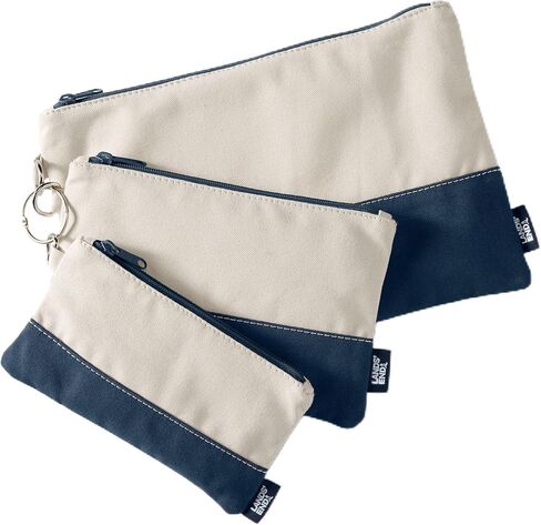 LANDS 'END ZIP CANVAS CANVAS 3PK Natural/Radiant Navy Size One in Kuwait