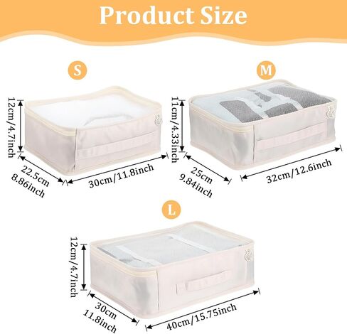 12 Pcs Packing Cubes for Suitcase Travel Luggage Bags Bulk Mesh Organizer Set for Hiking Camping Backpacking Clothes Accessories(Light Khaki, S, M, L Size) in Saudi Arabia