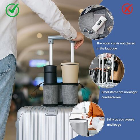 Premium Luggage Travel Packing Organizer - 6.3x4.7x3.1 Inch Oxford luggage Accessories with Zippered Pocket for Suitcase, Phone, Fits Most Roll-On Handles (Black) in Saudi Arabia
