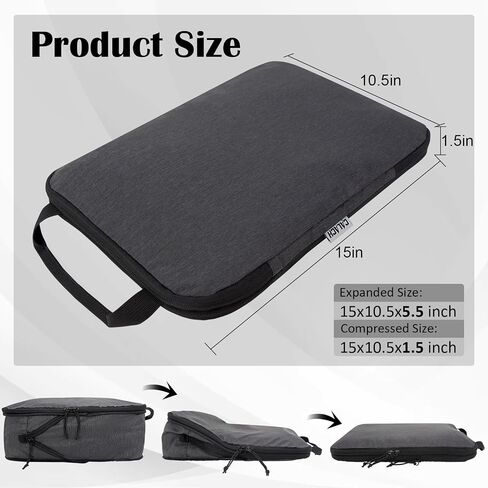 Compression Packing Cubes for Travel Accessories, 2 Set Compression Bags Travel Cubes for Packing Suitcase Luggage Organizer Bags Set, Black in Saudi Arabia