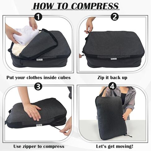 Compression Packing Cubes for Travel Accessories, 2 Set Compression Bags Travel Cubes for Packing Suitcase Luggage Organizer Bags Set, Black in Saudi Arabia