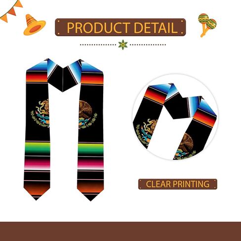Mexican Mexico Eagle Totem Graduation Stole Graduation Sash Scarf Graduation Shawl for Study Aboard International Students in Saudi Arabia