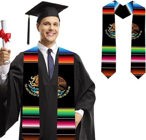 Mexican Mexico Eagle Totem Graduation Stole Graduation Sash Scarf Graduation Shawl for Study Aboard International Students in Saudi Arabia