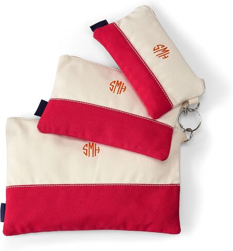 Lands' End Zip Canvas Pouch 3PK Natural/radiant Navy One Size in Saudi Arabia