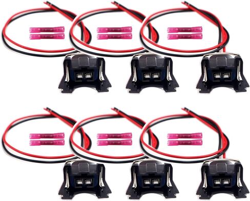 6pcs حاقن الوقود توصيلات تسخير المقابس الخوفي متوافقة مع Jeep Ford Chrysler Dodge SK25 Pigtly Plug Wirigness FJ626 ، CM4785 ، F65E9F593A4A in Kuwait