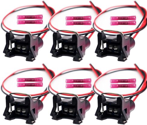 6pcs حاقن الوقود توصيلات تسخير المقابس الخوفي متوافقة مع Jeep Ford Chrysler Dodge SK25 Pigtly Plug Wirigness FJ626 ، CM4785 ، F65E9F593A4A in Kuwait