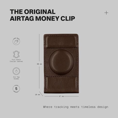 The Frenchie Co. - 2-in-1 AirTag Money Clip - Full-Grain Italian Leather - Dedicated AirTag Pocket for Apple Find My Tracking - Attaches to Speed Wallet or Use as Standalone Cash Holder in Kuwait