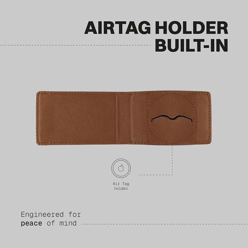 The Frenchie Co. - 2-in-1 AirTag Money Clip - Full-Grain Italian Leather - Dedicated AirTag Pocket for Apple Find My Tracking - Attaches to Speed Wallet or Use as Standalone Cash Holder in Kuwait