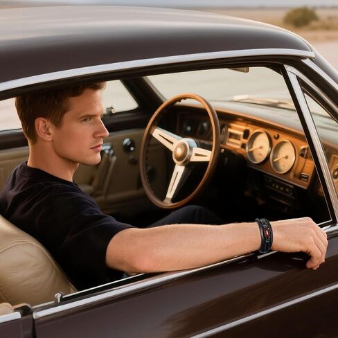Tiger Eye Black Leather Bracelet عتيقة مجوهرات أحجار أحجار خودي in Kuwait