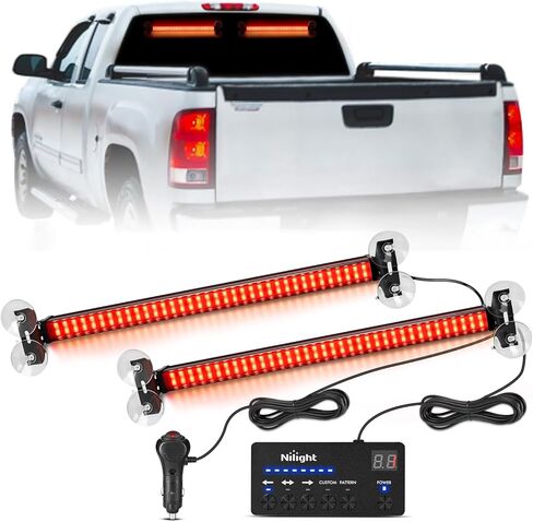 Nilight 144 LED Strobe Traffic Advisor Light Bar Red White with Controller 2 in 1 Automotive Emergency Warning Flashing Police Windshield Lights Bars for Cars Tow Plow Trucks Construction Vehicles in Saudi Arabia