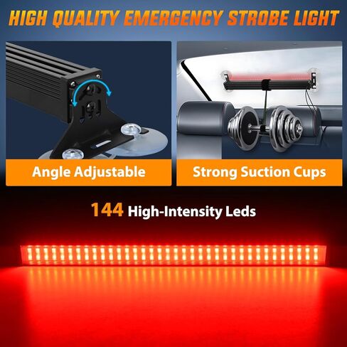 Nilight 144 LED Strobe Traffic Advisor Light Bar Red White with Controller 2 in 1 Automotive Emergency Warning Flashing Police Windshield Lights Bars for Cars Tow Plow Trucks Construction Vehicles in Saudi Arabia