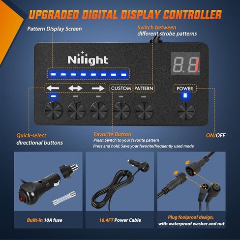 Nilight 144 LED Strobe Traffic Advisor Light Bar Red White with Controller 2 in 1 Automotive Emergency Warning Flashing Police Windshield Lights Bars for Cars Tow Plow Trucks Construction Vehicles in Saudi Arabia