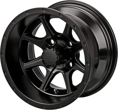 RM Cart - 12" Azusa Black/Machined on 22x10-12 Trail Fox A/T Tires (Set of 4), Fits Club Car & EZGo carts, Golf Cart Tires and Wheels Combo, Can be Used on Lawn Mowers and ATV's in Saudi Arabia