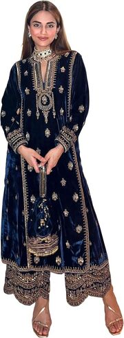 GRC Women's Salwar Kameez Straight Suit Viscos Velvet Traditional Indian Pakistani Ready To Wear Dress in Kuwait