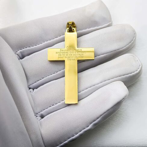 18k Gold plated Catholic Marie Julie Jahenny of Benediction with Protection Cross of Forgiveness with White Enamel Flame,Holy Cross of Pardon , Stainless Steel Crucifix End Times Pendant,cruz del perdón,cruz del perdón en acero inoxidable in Saudi Arabia