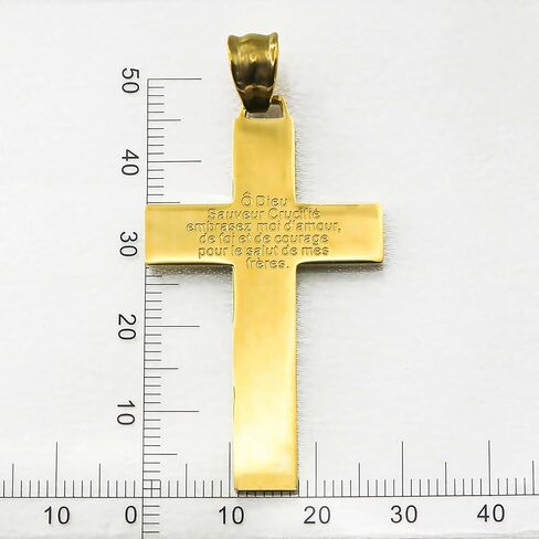18k Gold plated Catholic Marie Julie Jahenny of Benediction with Protection Cross of Forgiveness with White Enamel Flame,Holy Cross of Pardon , Stainless Steel Crucifix End Times Pendant,cruz del perdón,cruz del perdón en acero inoxidable in Saudi Arabia