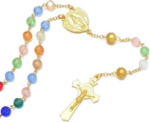 Komi Gemstone حبات المسبحة الكاثوليكية للنساء 18K الذهب مطلي بالخرز حبات القلادة المسيحية الكاثوليكية in Kuwait