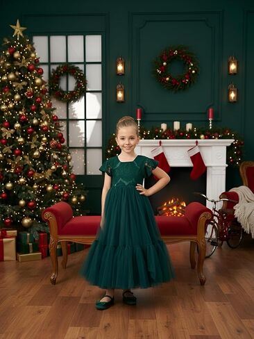 2Bunnies Girl Orchid Lace Flutter Sleeve A-Line Swirly Ruffle Tulle Communion Rustic Boho Flower Girl Dress in Kuwait