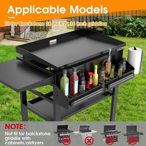 Universal Front Griddle Caddy for Blackstone 28" & 36" Griddles, Front Tool/Bottle Shelf with 2PCS Magnetic Tool Holder & Paper Towel Holder for Blackstone Griddle, Space Saving Storage Caddy in Saudi Arabia