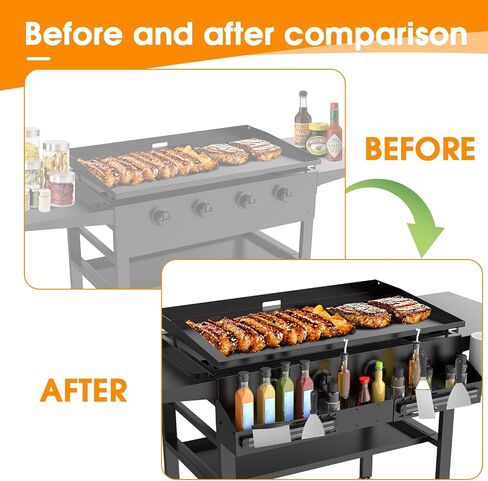 Universal Front Griddle Caddy for Blackstone 28" & 36" Griddles, Front Tool/Bottle Shelf with 2PCS Magnetic Tool Holder & Paper Towel Holder for Blackstone Griddle, Space Saving Storage Caddy in Saudi Arabia