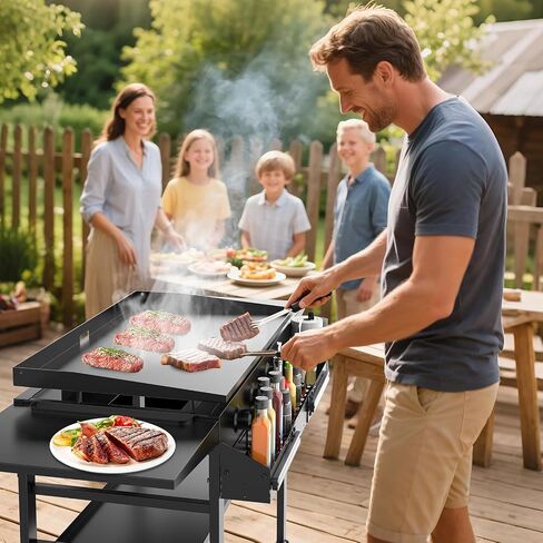 Universal Front Griddle Caddy for Blackstone 28" & 36" Griddles, Front Tool/Bottle Shelf with 2PCS Magnetic Tool Holder & Paper Towel Holder for Blackstone Griddle, Space Saving Storage Caddy in Saudi Arabia