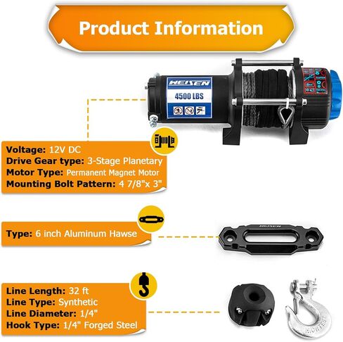 WeiSen 4500lb 12V Electric Winch Kit with Winch Mount Compatible with Can-Am Maverick X3 Models 2017-2025, Synthetic Rope Hawse Fairlead and Forged Hook Stopper in Saudi Arabia